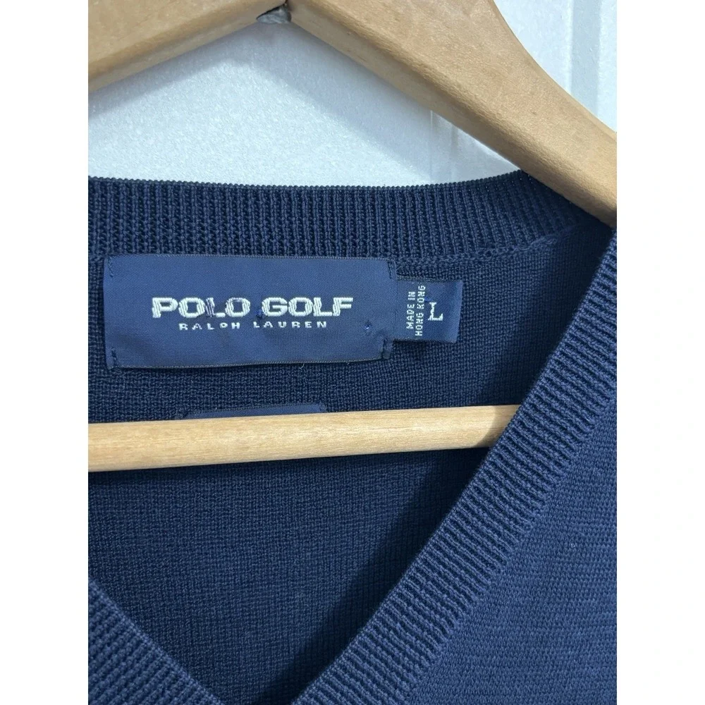 Polo Golf Ralph Lauren Sweater Vest Men's L Navy Cotton Pony Logo Preppy‎ 0712